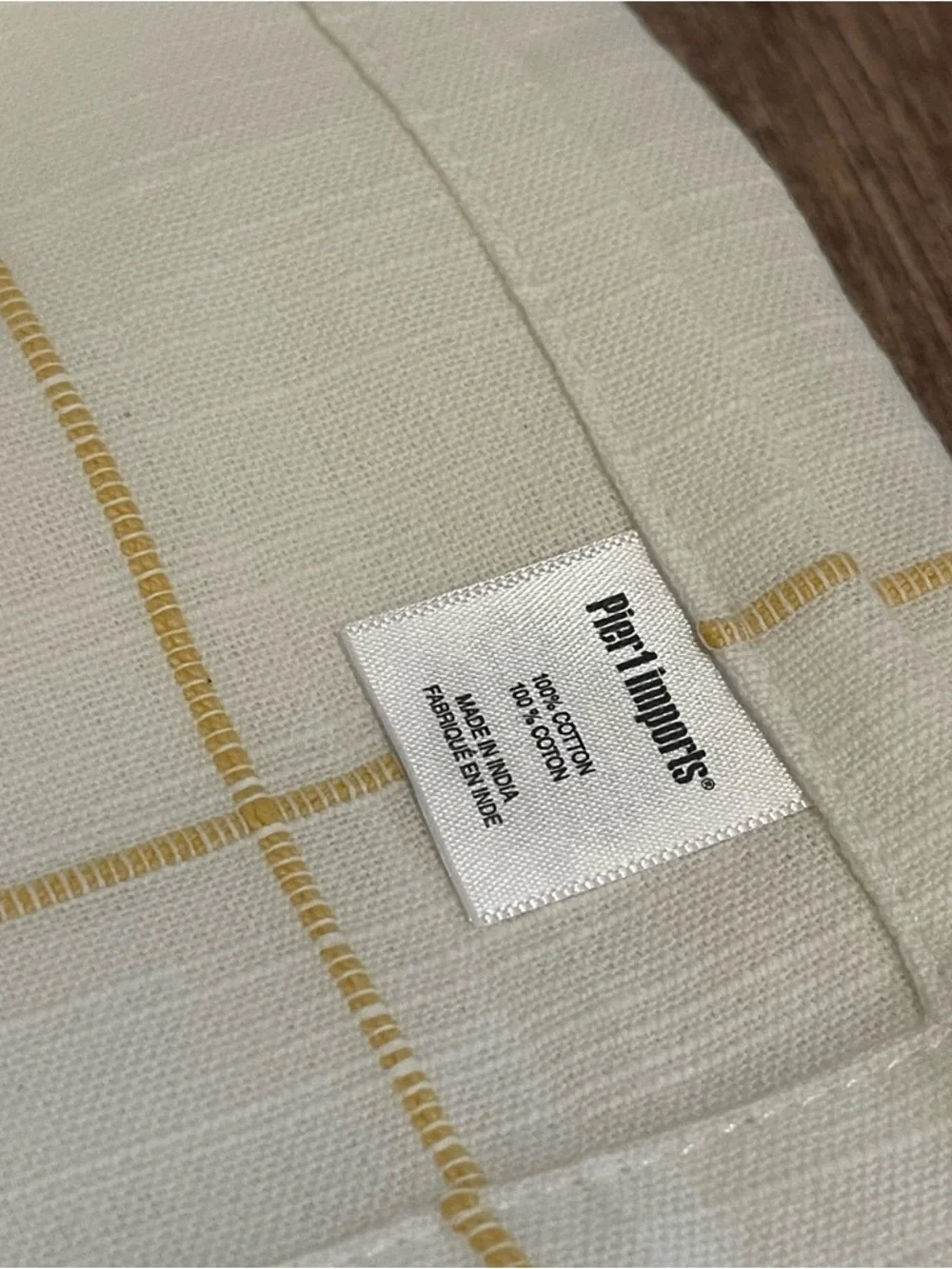 Pier 1 Imports White Window Pane Yellow Fringe Napkins (Set of 4)